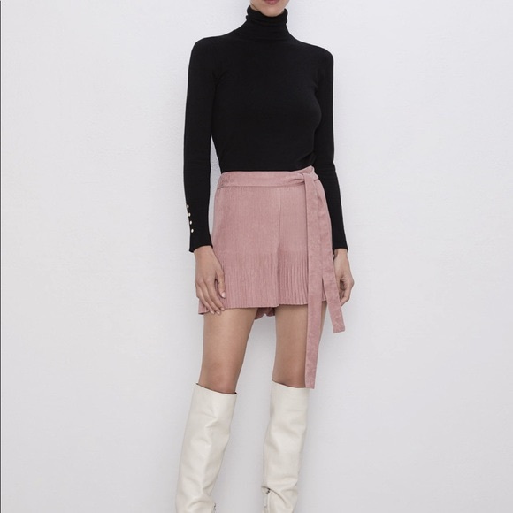 NEW Zara Pleated/Suede/velvet Shorts - Picture 14 of 14